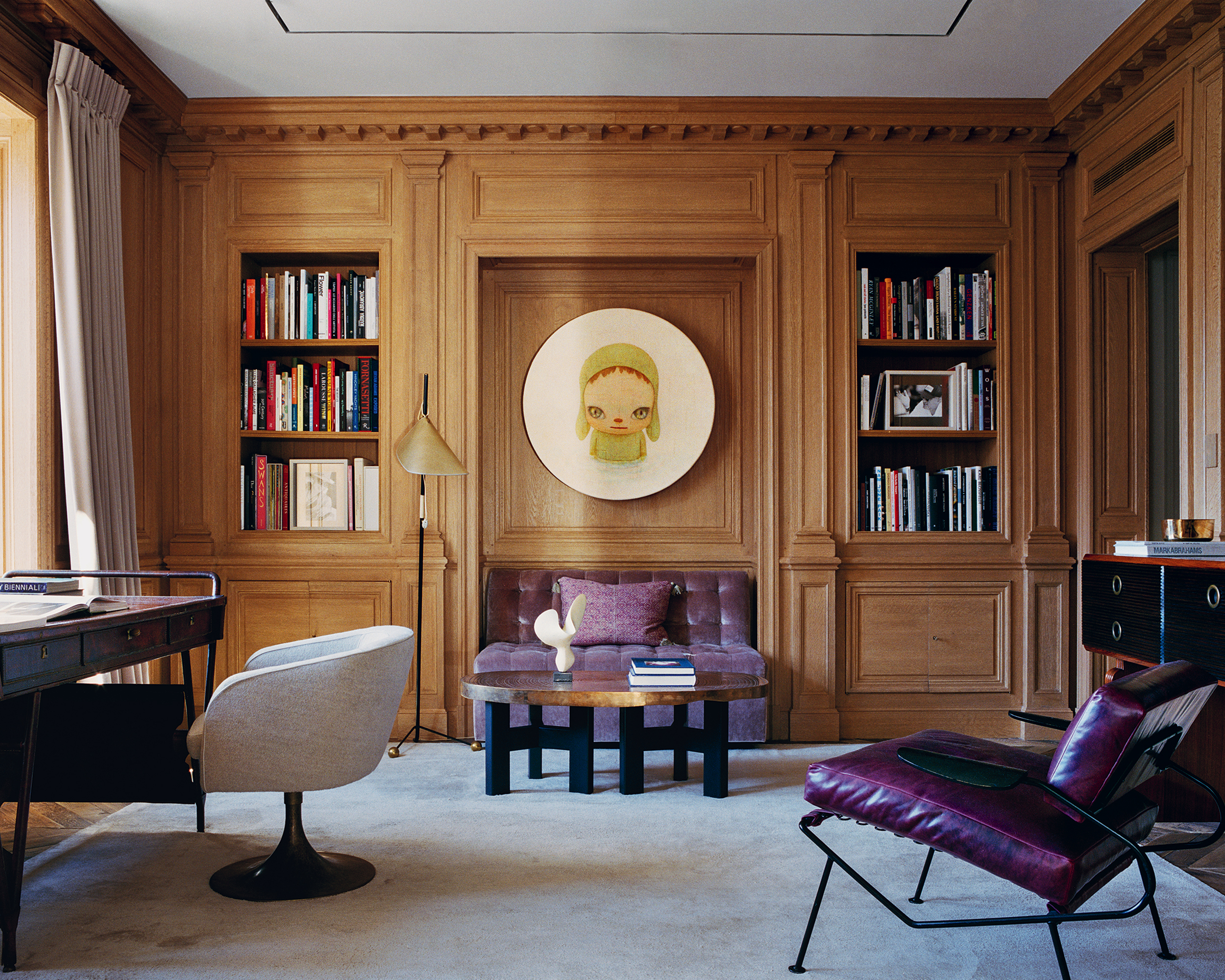 Salon boiseries Louis XVI, chêne naturel, intérieur privé, Hotel Le Pierre, New York, pour Michael Misczynski